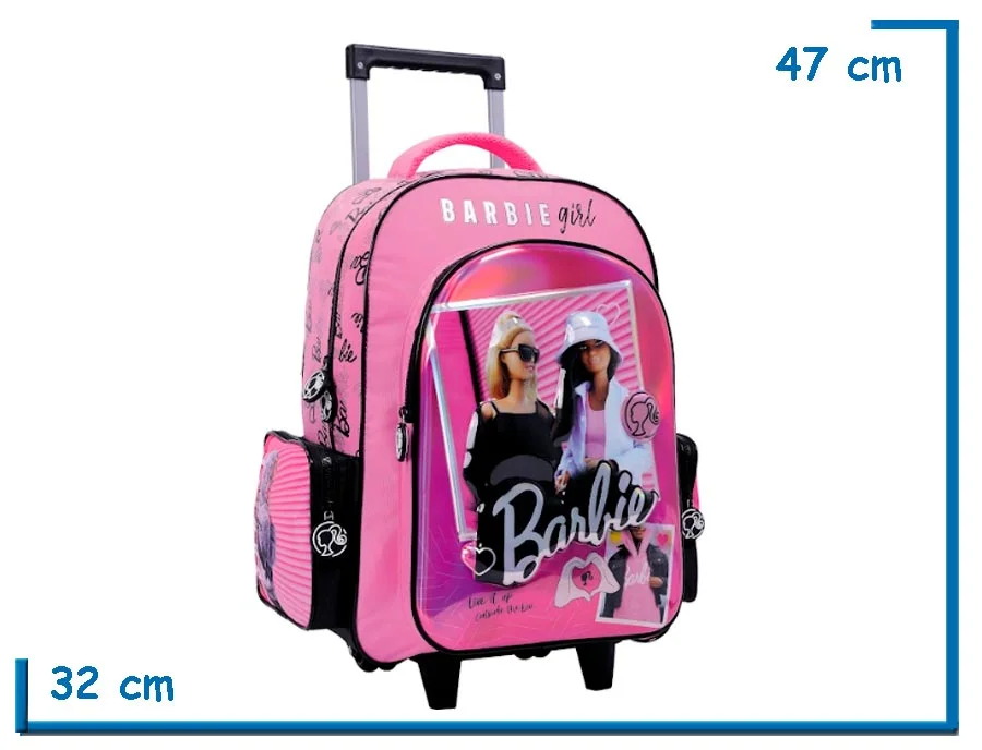 MOCHILA CARRO 18'' BARBIE ROSA BARBIE GIRL RELIEVE (WA35620R)