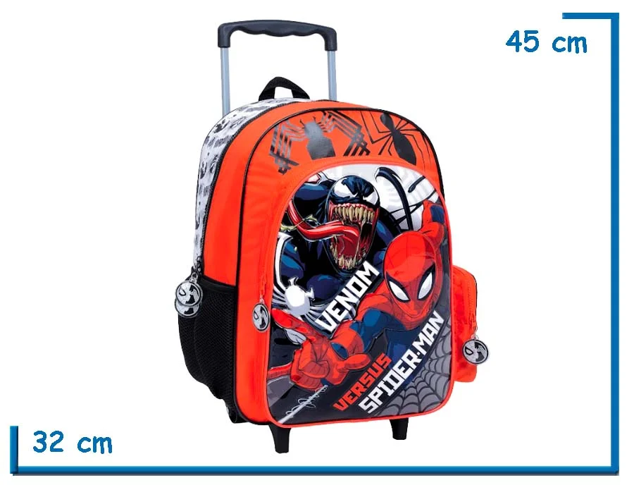 MOCHILA CARRO 16" SPIDER-MAN ROJA VENOM VS SPIDER-MAN