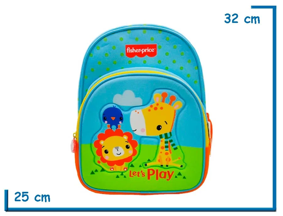 MOCHILA ESPALDA 12'' FISHER PRICE JIRAFA Y LEON NEOPRENE