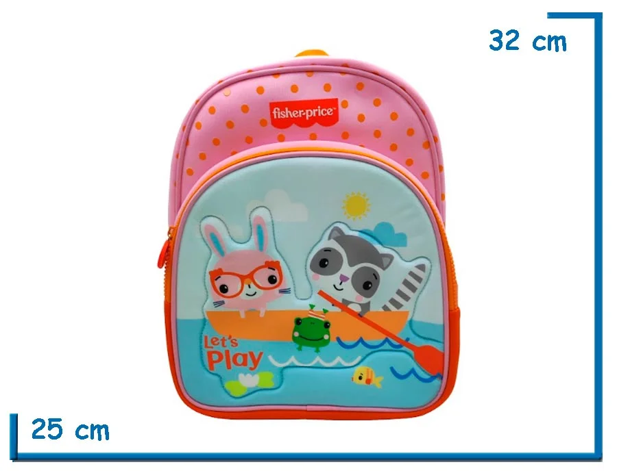 MOCHILA ESPALDA 12'' FISHER PRICE CONEO Y MAPACHE NEOPRENE