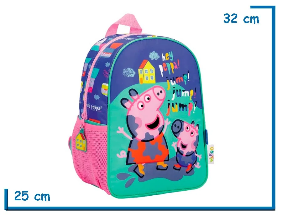 MOCHILA ESPALDA 12'' PEPPA PIG AZUL JUMP!