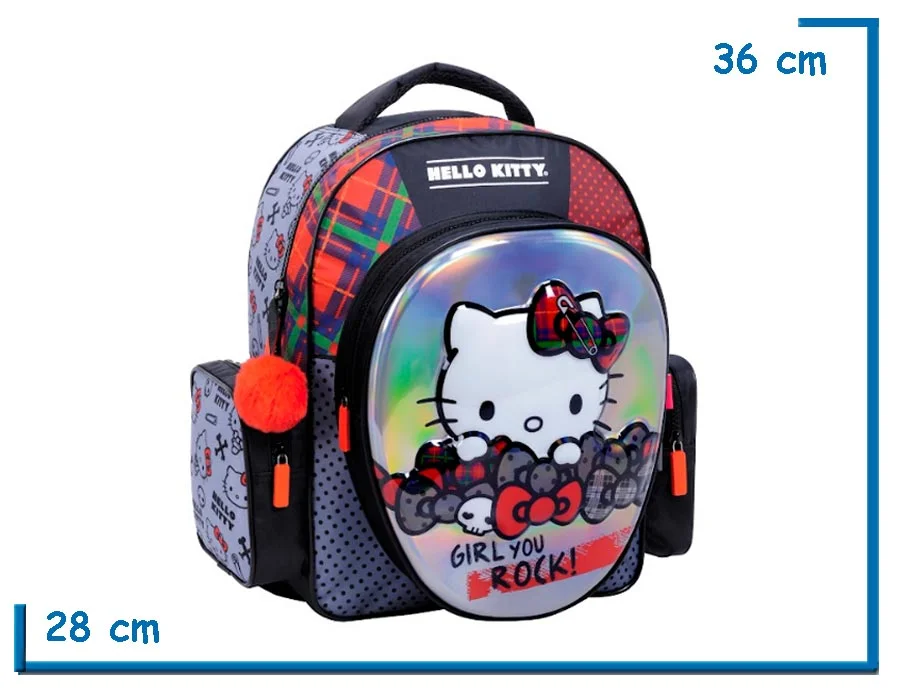 MOCHILA ESPALDA 14'' HELLO KITTY GIRL YOU ROCK RELIEVE (WA74313)