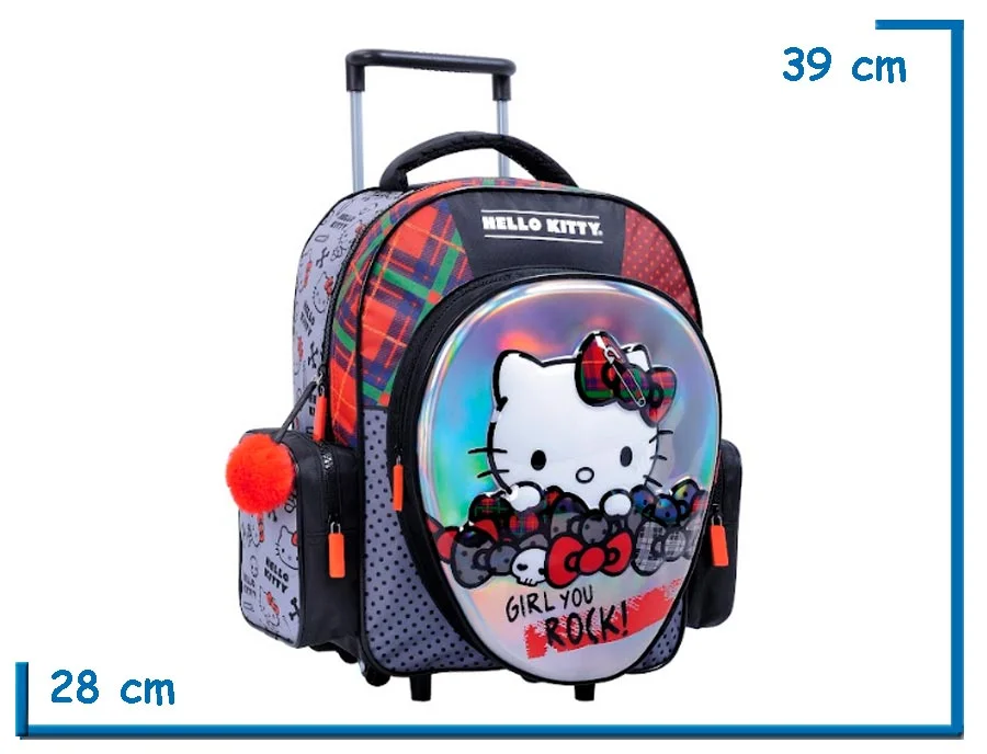 MOCHILA CARRO 14'' HELLO KITTY GIRL YOU ROCK RELIEVE (WA74314)