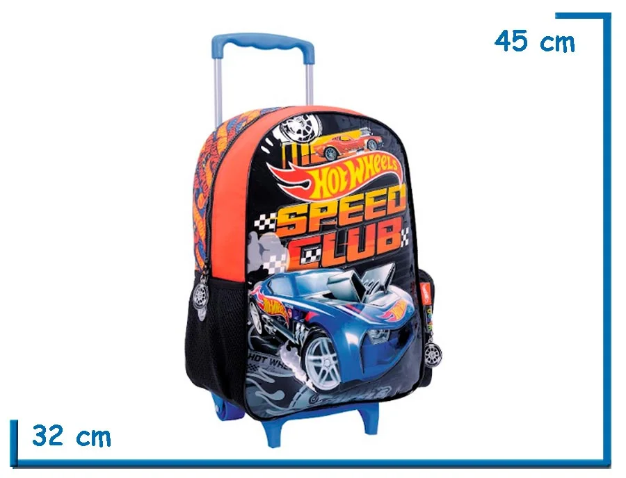 MOCHILA CARRO 16'' HOT WHEELS NEGRA SPEED CLUB (WA75103N)