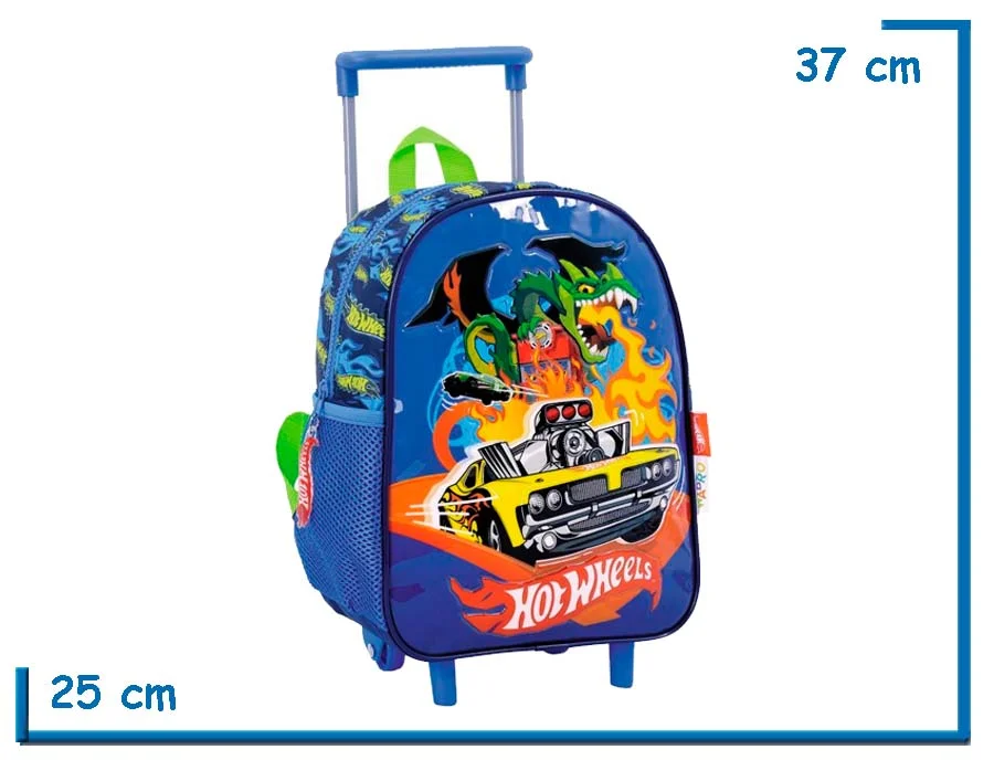 MOCHILA CARRO 12" HOT WHEELS AZUL DRAGON