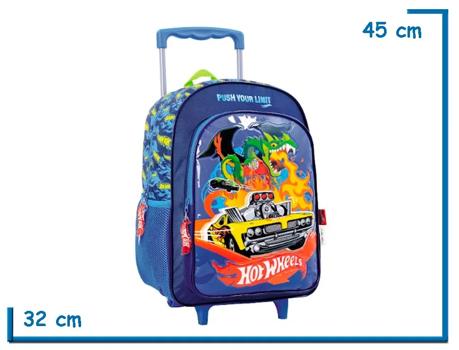 MOCHILA CARRO 16'' HOT WHEELS AZUL DRAGON (WA75111A)