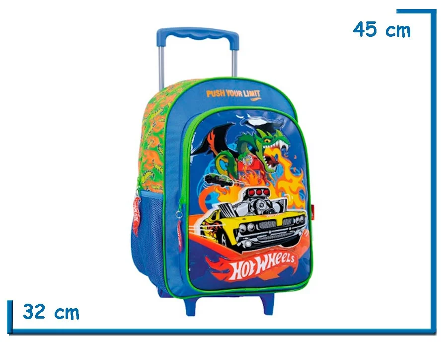 MOCHILA CARRO 16'' HOT WHEELS VERDE DRAGON (WA75111V)