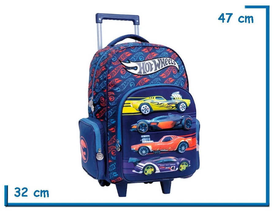 MOCHILA CARRO 18'' HOT WHEELS AZUL 4 AUTOS RELIEVE (WA75119A)