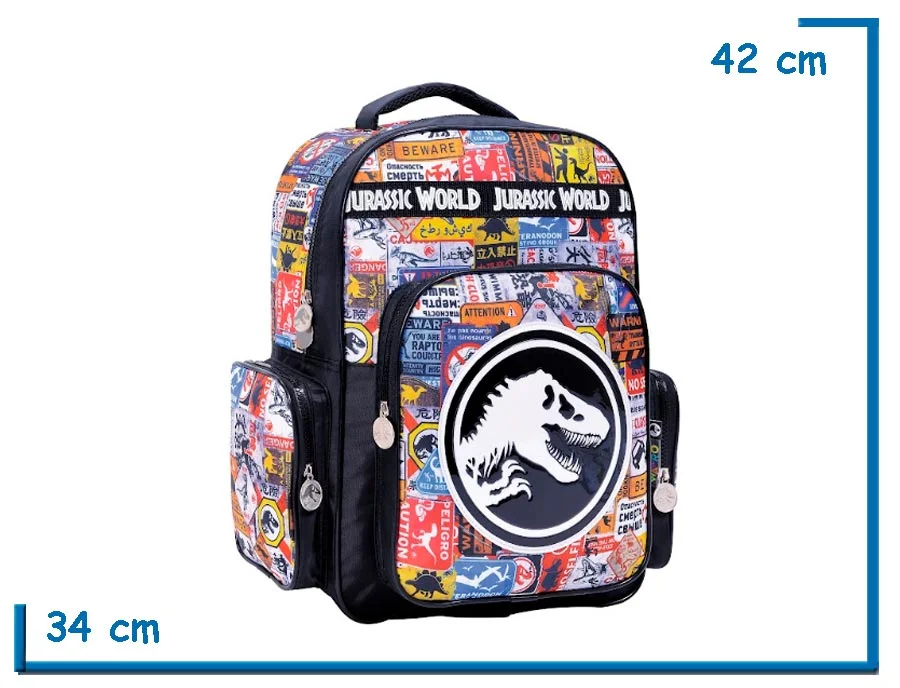 MOCHILA ESPALDA 16'' JURASSIC WORLD ADVERTENCIAS (WA77134)