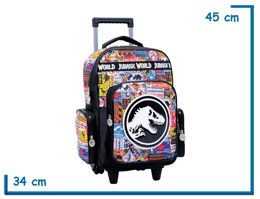 MOCHILA CARRO 16'' JURASSIC WORLD ADVERTENCIAS (WA77135)