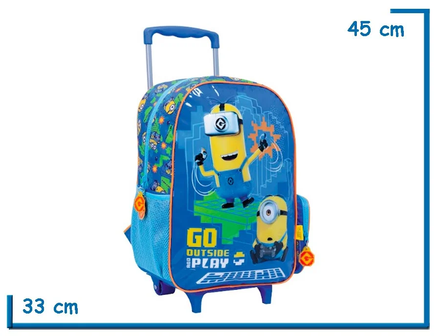MOCHILA CARRO 16'' MINIONS CELESTE GO OUTSIDE AND PLAY (WA77953C)