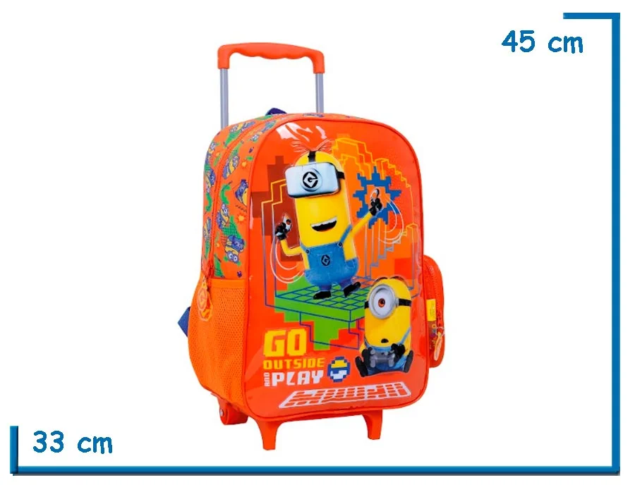 MOCHILA CARRO 16'' MINIONS NARANJA GO OUTSIDE AND PLAY (WA77953N)