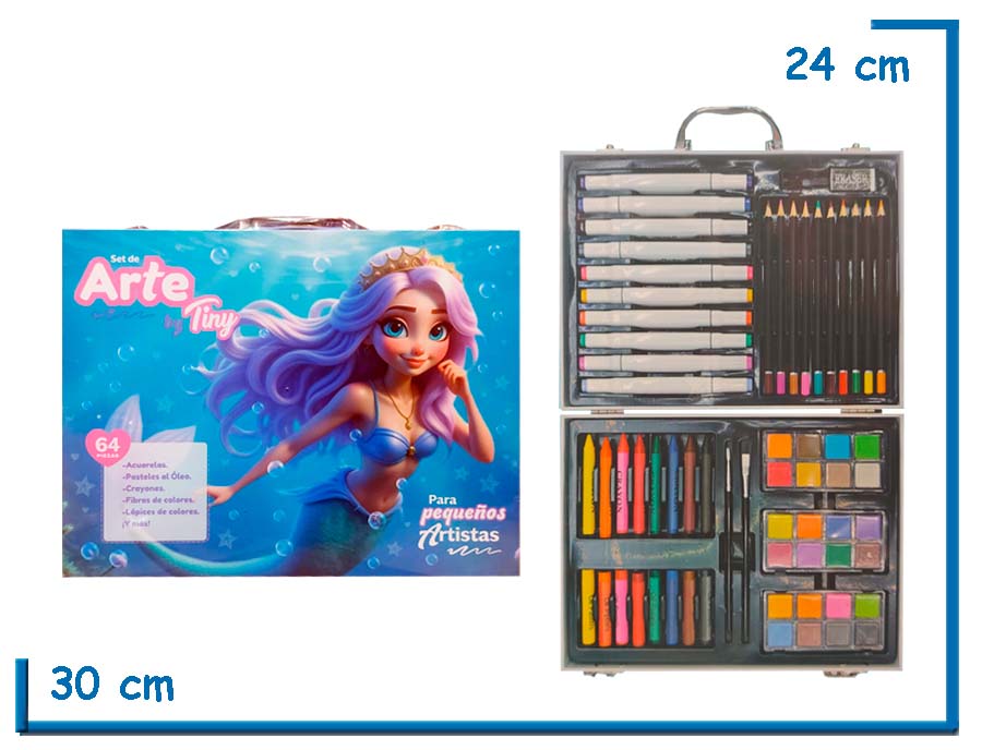 TINY SET DE ARTE SIRENA MALETIN 64PZS