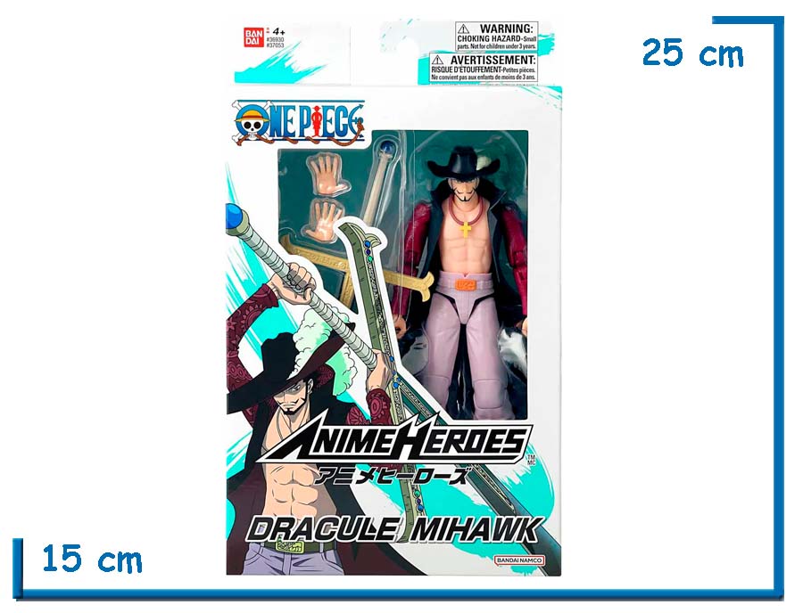 BANDAI DRACULE MIHAWK ONE PIECE ANIME HEROES 17CM