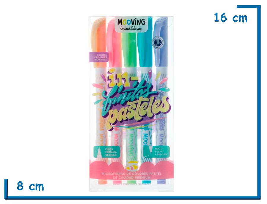 MOOVING FINITOS LUMINOSOS MICROFIBRAS DE COLORES PASTEL X5