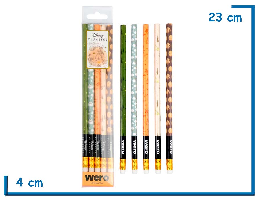 DISNEY CLASSICS SET X5 LAPICES CON GOMA EN BLISTER