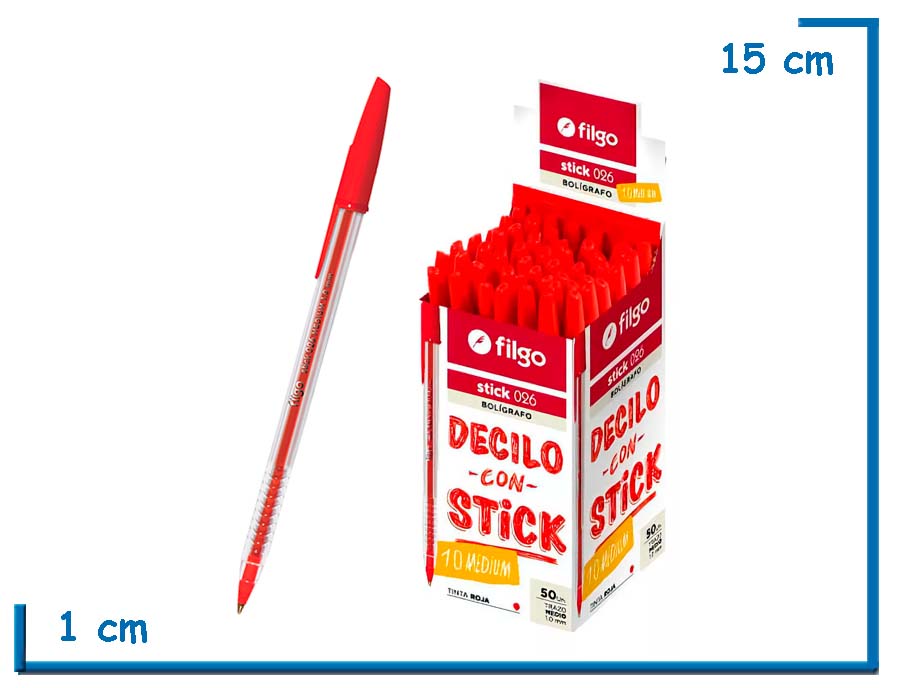 FILGO BOLIGRAFO STICK 026 ROJO SUELTO DCS 1.0 MEDIUM