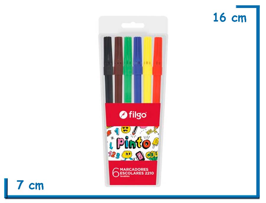 FILGO MARCADORES ESCOLARES 2210 X6 SURTIDOS ESTUCHE PLASTICO