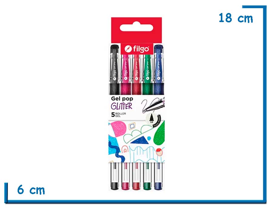 FILGO GEL POP GLITTER 5 ROLLER GEL