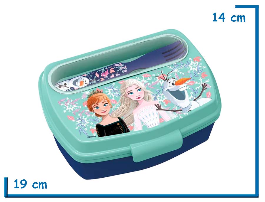 FROZEN OLAF LUNCHERA RECTANGULAR CON CUBIERTOS
