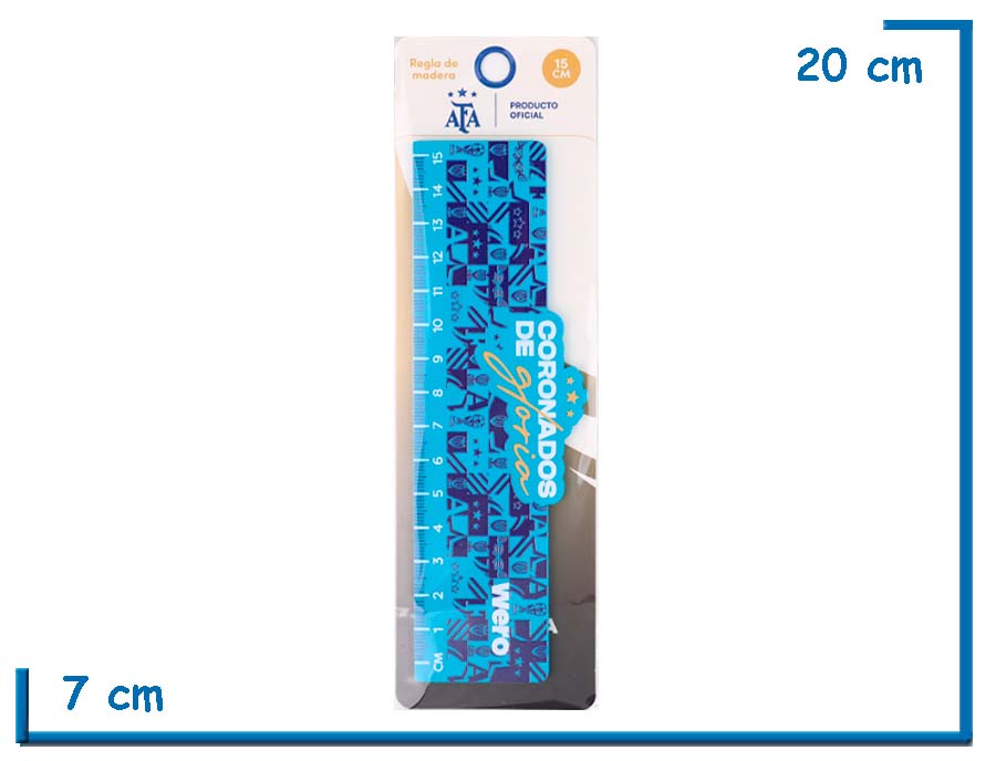 SELECCION ARGENTINA REGLA DE MADERA 15CM CORONADOS DE GLORIA