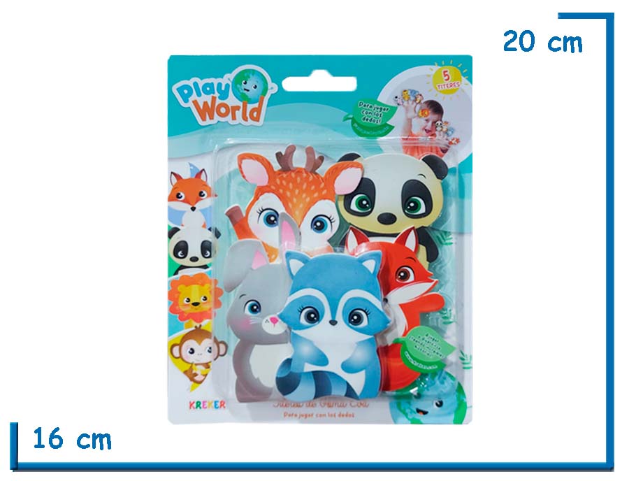 PLAY WORLD ANIMALITOS DEL BOSQUE TITERES DE GOMA EVA