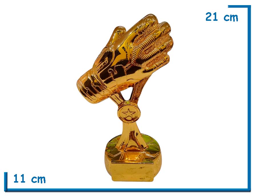 TROFEO MEJOR ARQUERO GUANTE PEDESTAL ESTRELLA 21CM