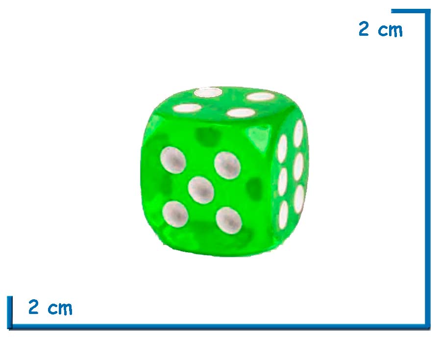 DADO 19MM ACRILICO TRANSPARENTE VERDE