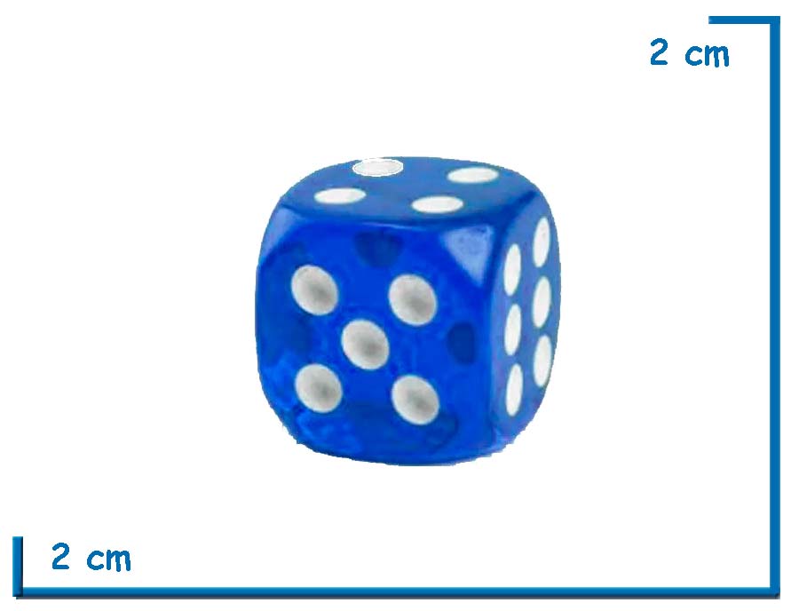 DADO 19MM ACRILICO TRANSPARENTE AZUL