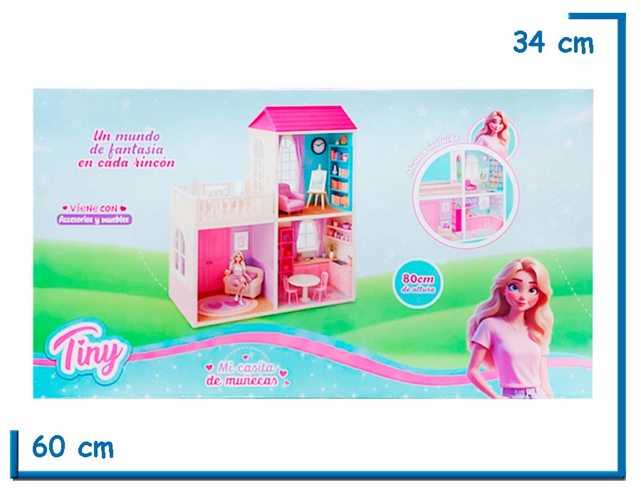TINY MI CASITA DE MU¥ECAS CON ACCESORIOS Y MU¥ECA 80CM