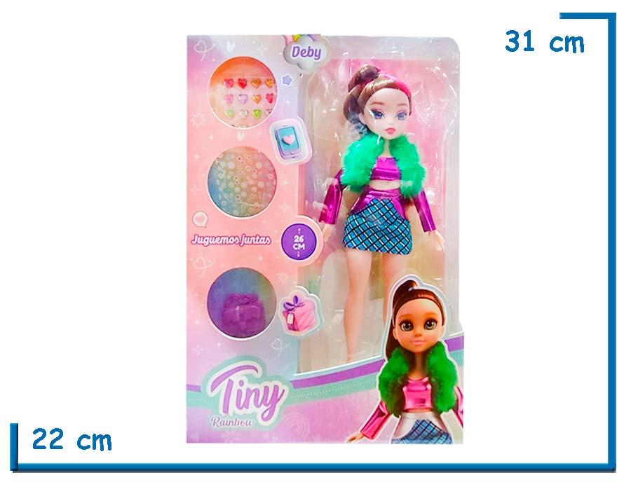 TINY RAINBOW MU¥ECA VESTIDO VIOLETA 26CM CON ACCESORIOS