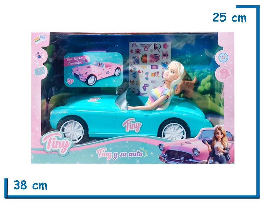 TINY FANTASY TINY Y SU AUTO TURQUESA MU¥ECA CON VEHICULO