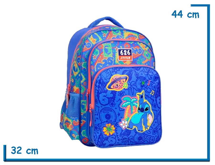 MOCHILA ESPALDA 17? STITCH AZUL DISCO
