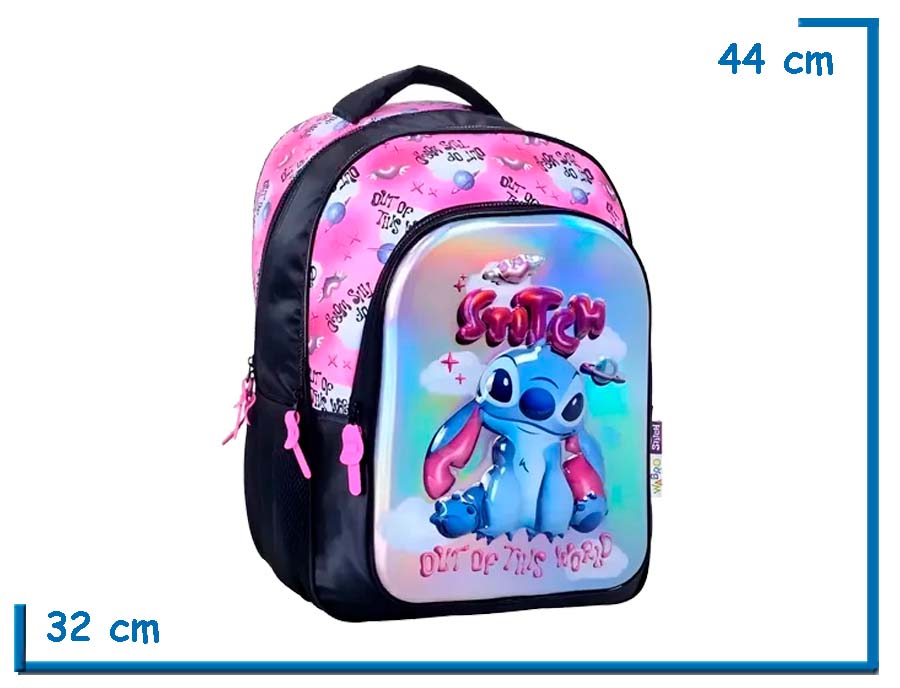 MOCHILA ESPALDA 17? STITCH NEGRA OUT OF THIS WORLD RELIEVE