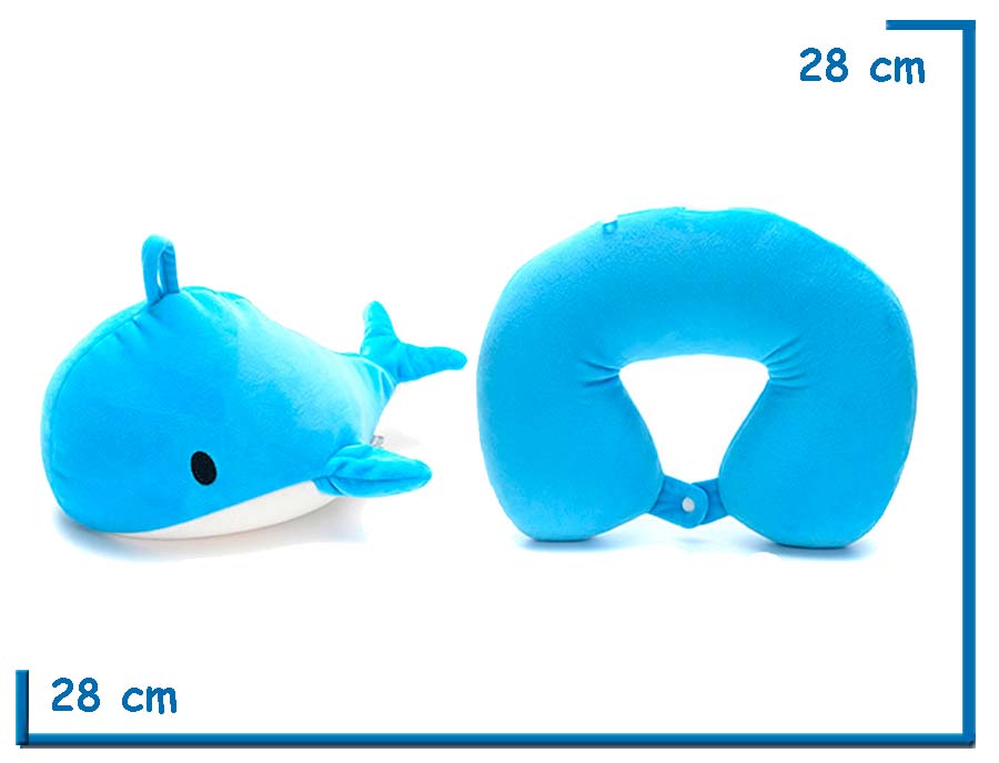 SKORA ALMOHADA DE VIAJE BALLENA PELUCHE REVERSIBLE 2 EN 1