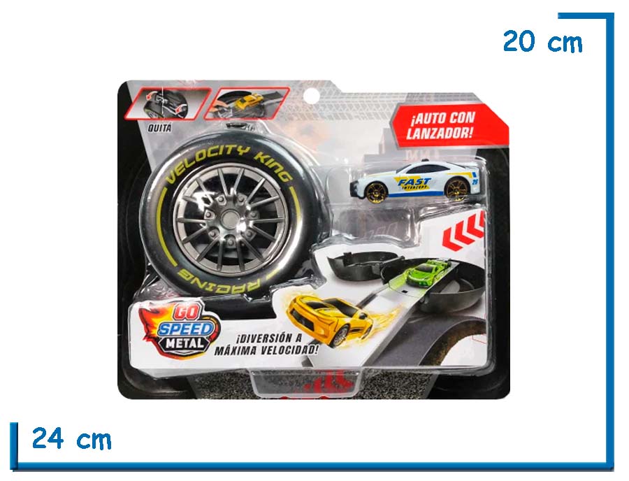 GO SPEED METAL AUTO BLANCO CON LANZADOR RUEDA